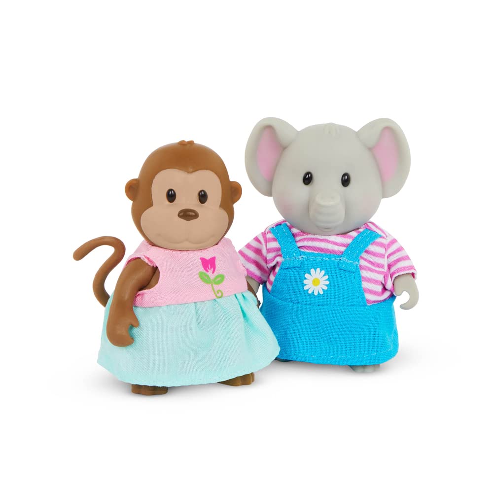 Li'l Woodzeez - Friendz Club Jungle Set with Elephant, Monkey, Lion & Hippo - 4 Collectible Posable Doll Figures for Imaginative Pretend Play - Fun