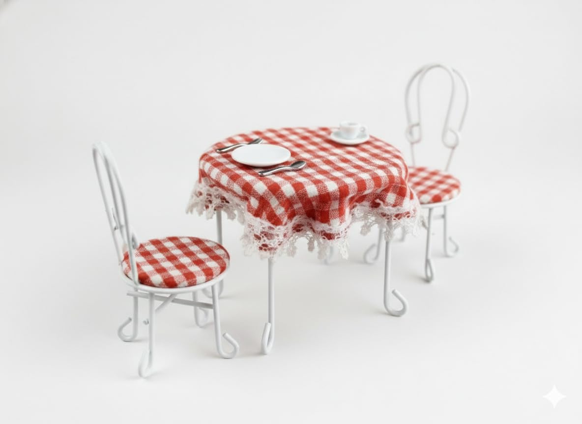 Doll House Miniature Soda Fountain Table and Chairs