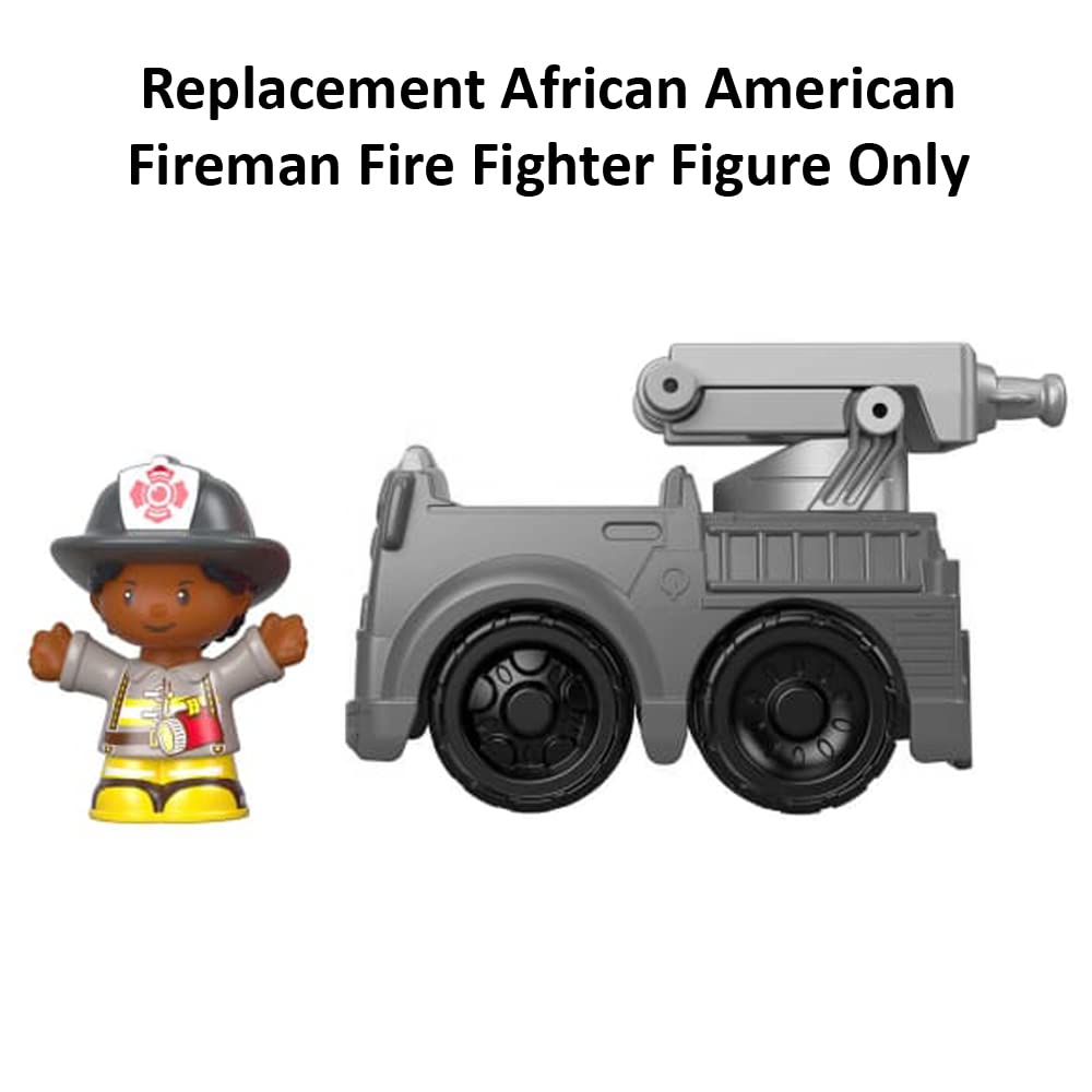 Replacement Part for Fisher-Price Little People to The Rescue Fire Truck Playset - GGT34 ~ Replacement African American Fireman Fire Fighter Figure ~