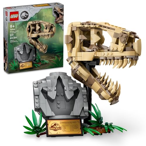 LEGO Jurassic World Dinosaur Fossils: T Rex Skull Building Toy - Dinosaur Toy for Boys & Girls, Ages 9+ Years - Gift for Christmas - Display