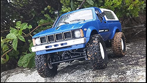 FMTStore WPL C24 1/16 2.4GHz 4WD RC Car Crawler Headlight Remote Control Crawler Off-Road Pick-up Truck RTR Toy Boy, Girl and Adult (Blue)
