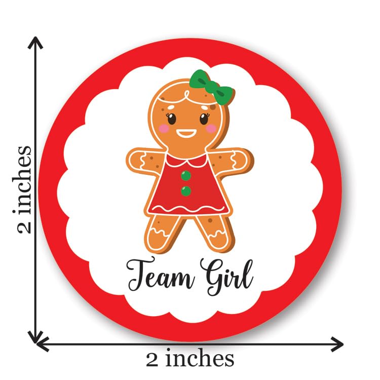 Christmas Gingerbread Gender Reveal Stickers - 40 Labels (20 of Each Design)