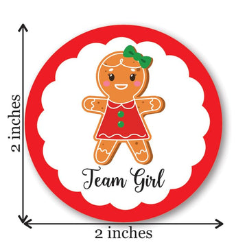 Christmas Gingerbread Gender Reveal Stickers - 40 Labels (20 of Each Design)