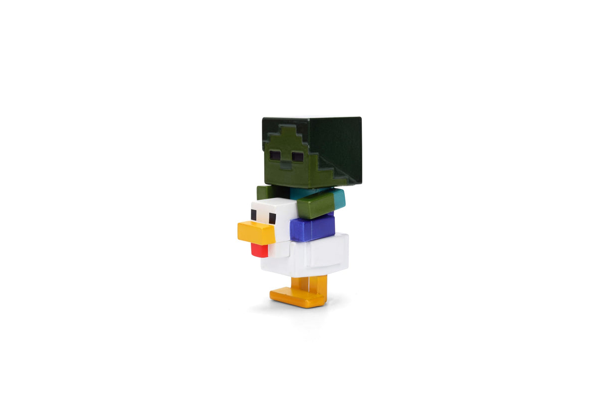 Jada Minecraft 4-Pack Metalfigs Mini Figures Set 2.5 Inch Die-Cast Steve Zombie Panda Chicken Jockey Toys