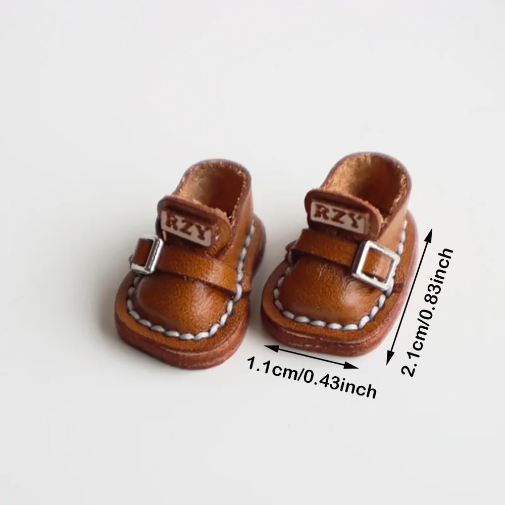 XiDonDon 1/12 BJD Doll Shoes for Ob11,GSC,Body9,YMY Body Dolls Clothes Accessories Toys 1 Pair (Dark Brown)