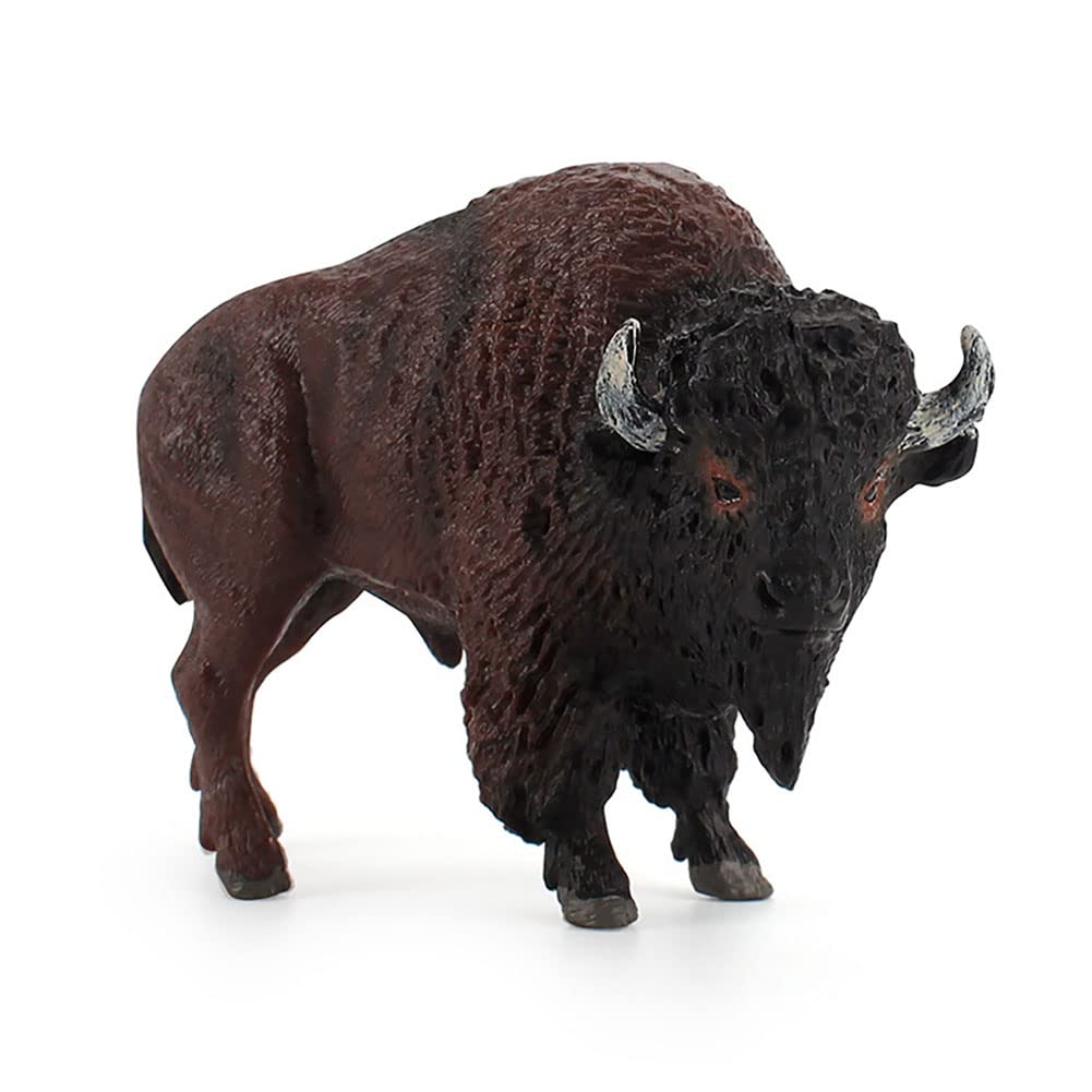 BLAPNK Realistic Bull Figure Toy, Simulated Cattle Figurines Collection Playset Preschool Science Educational Learn Cognitive Props(American Bison)
