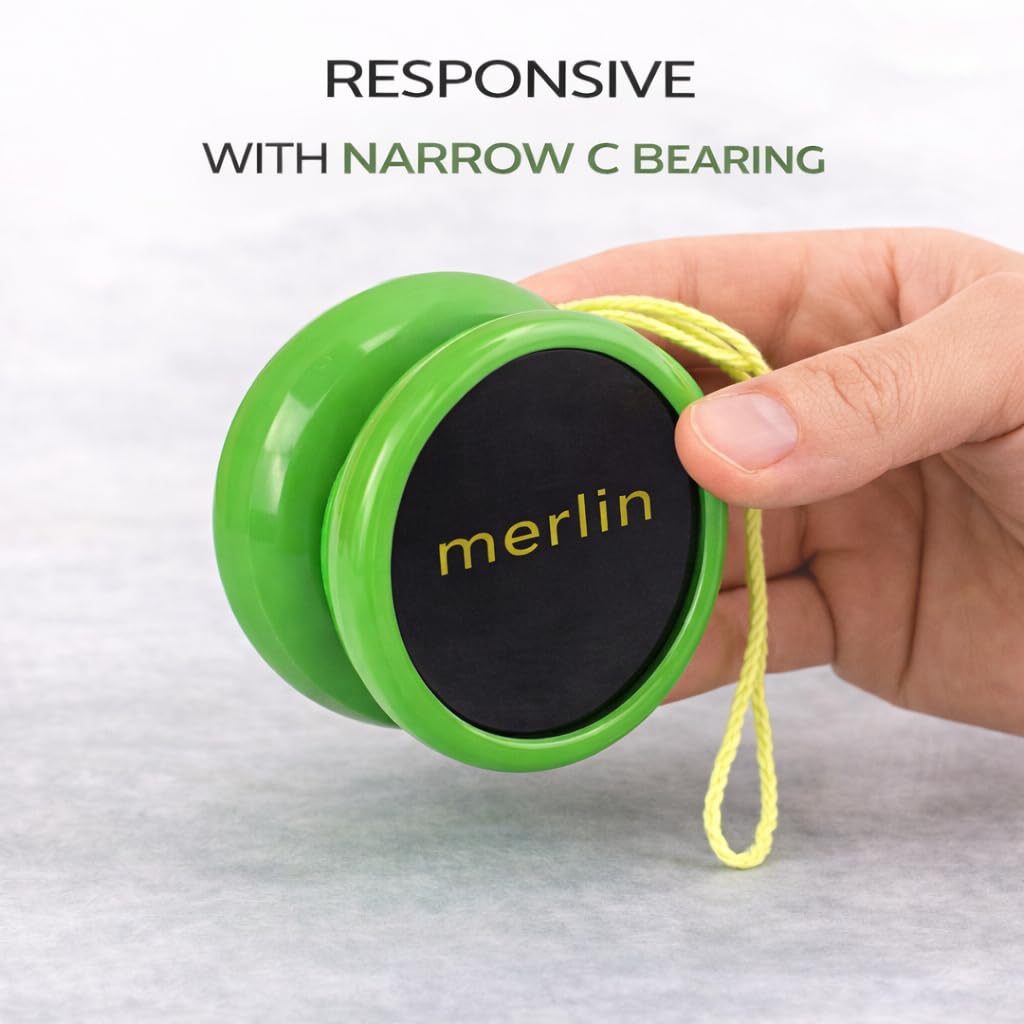 Merlin Yoyo Professional & Responsive with Narrow C Bearing, Silicone Response System - Extra String Included - Trick Yoyo for Beginners & Skill Play