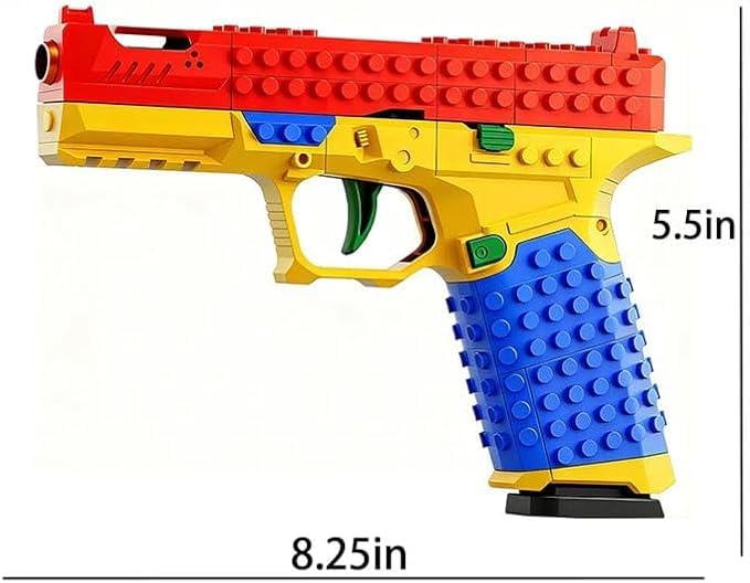 CBLITTLE Automatic Shell Ejecting Toy Gun-Tactical DIY Building Block Handle Set-Multiplayer Strategy Collaboration Toy for Outdoor Team