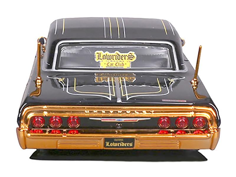 1964 SS Lowrider Black Metallic with Gold Graphics and Gray Interior Lowriders Series 1/26 Diecast Model Car 32547-BK