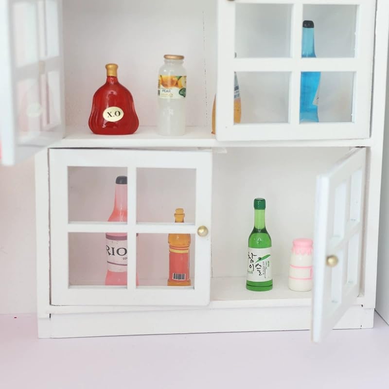 SXFSE Dollhouse Decoration Accessories,1:12 Dollhouse Furniture Miniature Bookshelf Cabinet Living Room Pretend Toy