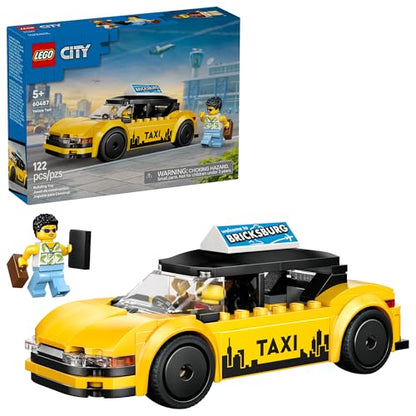 LEGO City Yellow Taxi Car Building Toy for Kids - Pretend Play Set for Boys & Girls, Ages 5+ - Toy Car W/Taxi Driver & Tourist Minifigures - Gift Idea