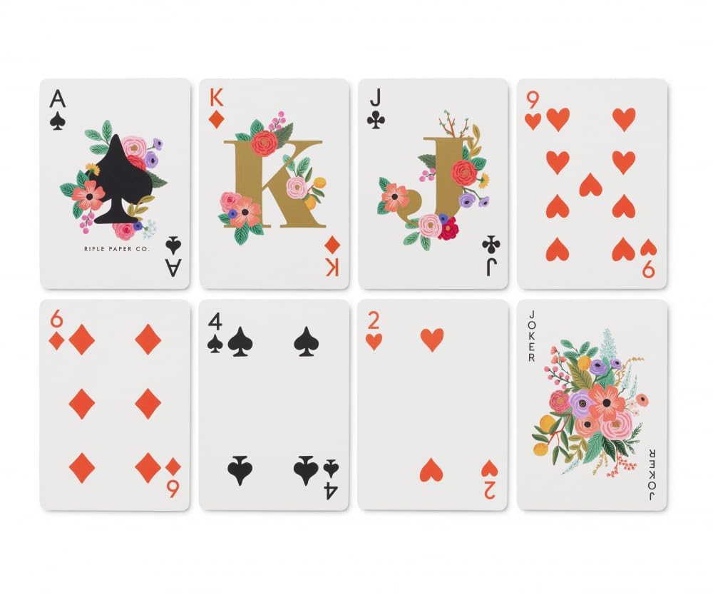 RIFLE PAPER CO. Garden Party Themed Playing Cards for Adults, Standard Deck of Cards for Card Games and Poker at Home or Party, Beautiful Printed
