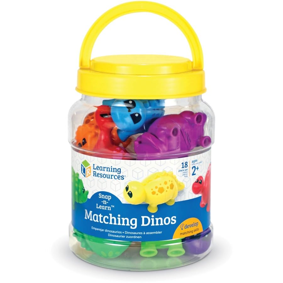 Learning Resources Snap-n-Learn Matching Dinos - Dinosaur Toys, Mini Plastic Figures, Sensory Bin, Toddler Travel Games, Shape Sorter, Preschool, Fine