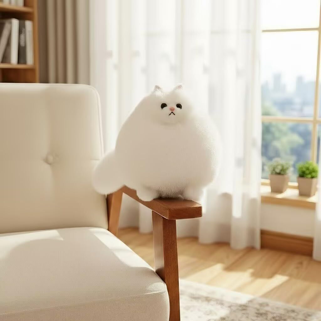 Winsterch Cat Plush Stuffed Animal Toy, 10-Inch White Stuffed Cat for Girls