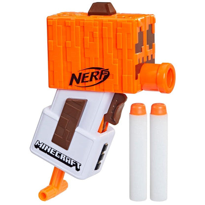 Nerf Microshot Minecraft Snow Golem Mini Blaster, Minecraft Snow Golem Mob Design, 2 Official Nerf Elite Darts with Priming Handle F6132