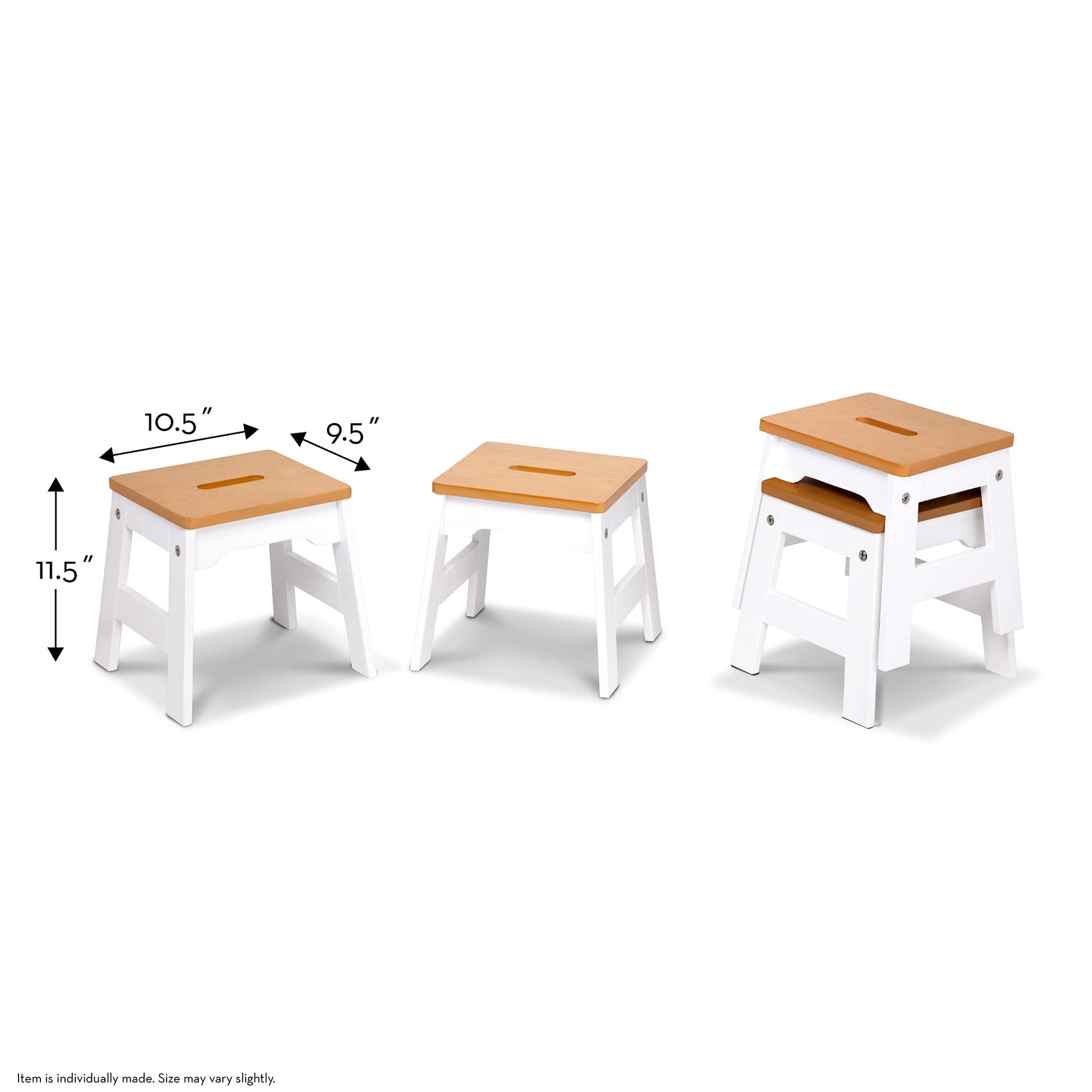 Melissa & Doug Wooden Stools - Set of 4 (White/Natural)
