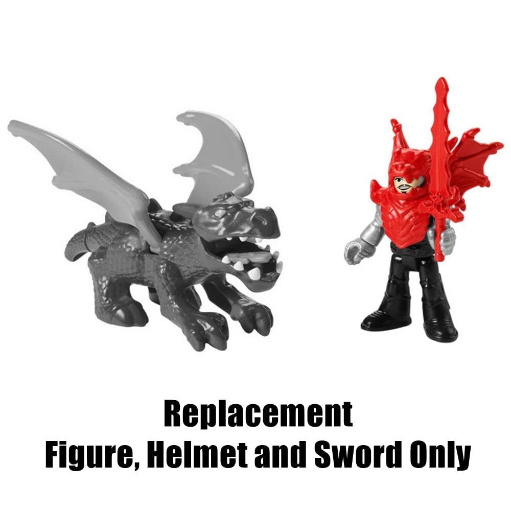 Imaginext Replacement Parts for Fisher-Price Blazing Battler's Dragon Playset - HCG66 ~ Replacement Figure in Black and Silver, Helmet and Sword