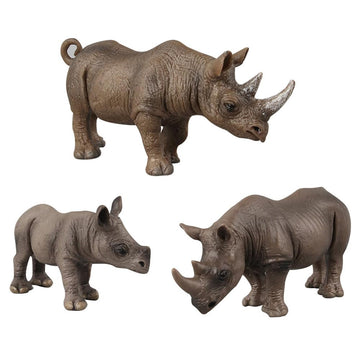 BLAPNK 3 Pcs African Jungle Rhinoceros Model Figure Toy, Realistic Rhinos Figurines Collection Playset Preschool Science Educational Learn Cognitive
