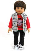 American Fashion World 18-Inch 'Mason' Vinyl Posable Boy Doll with Short Brunette Hair | 3 Piece Rockstar Outfit Included | Premium Quality & Design |