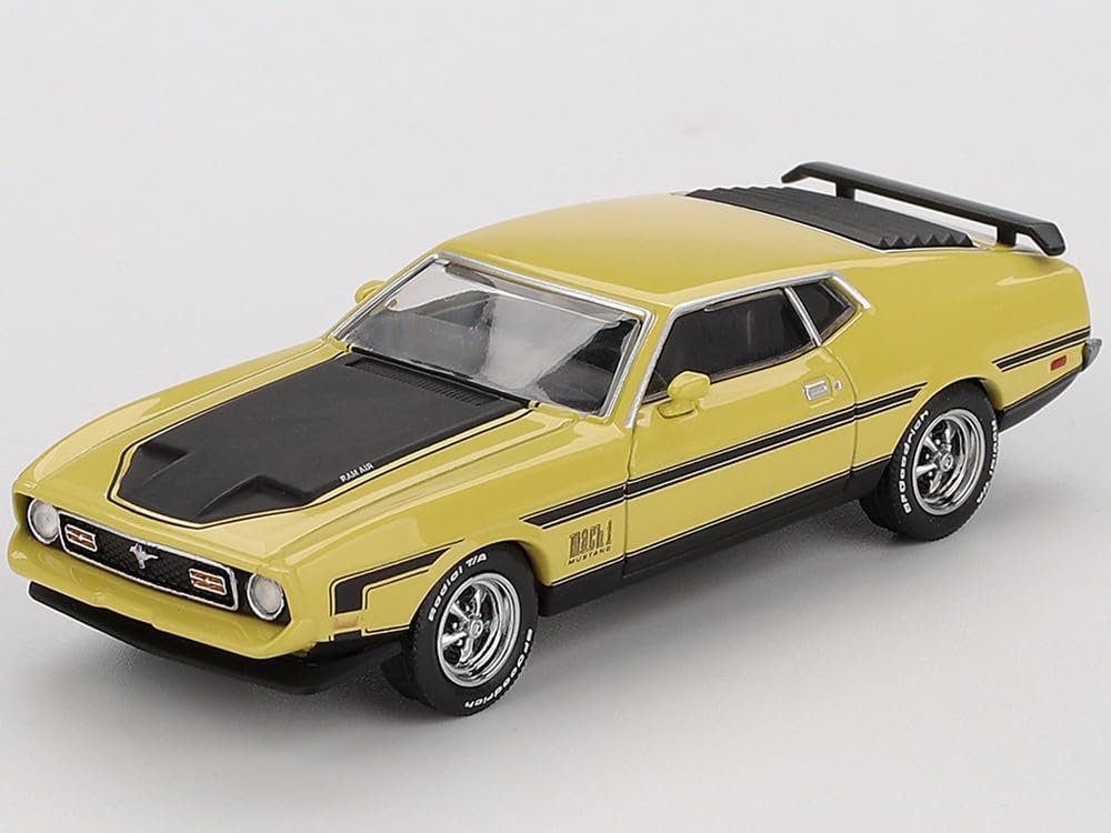 MINI GT Mach 1 Grabber Yellow with Black Hood and Stripes Limited Edition 1/64 Diecast Model Car MGT01139