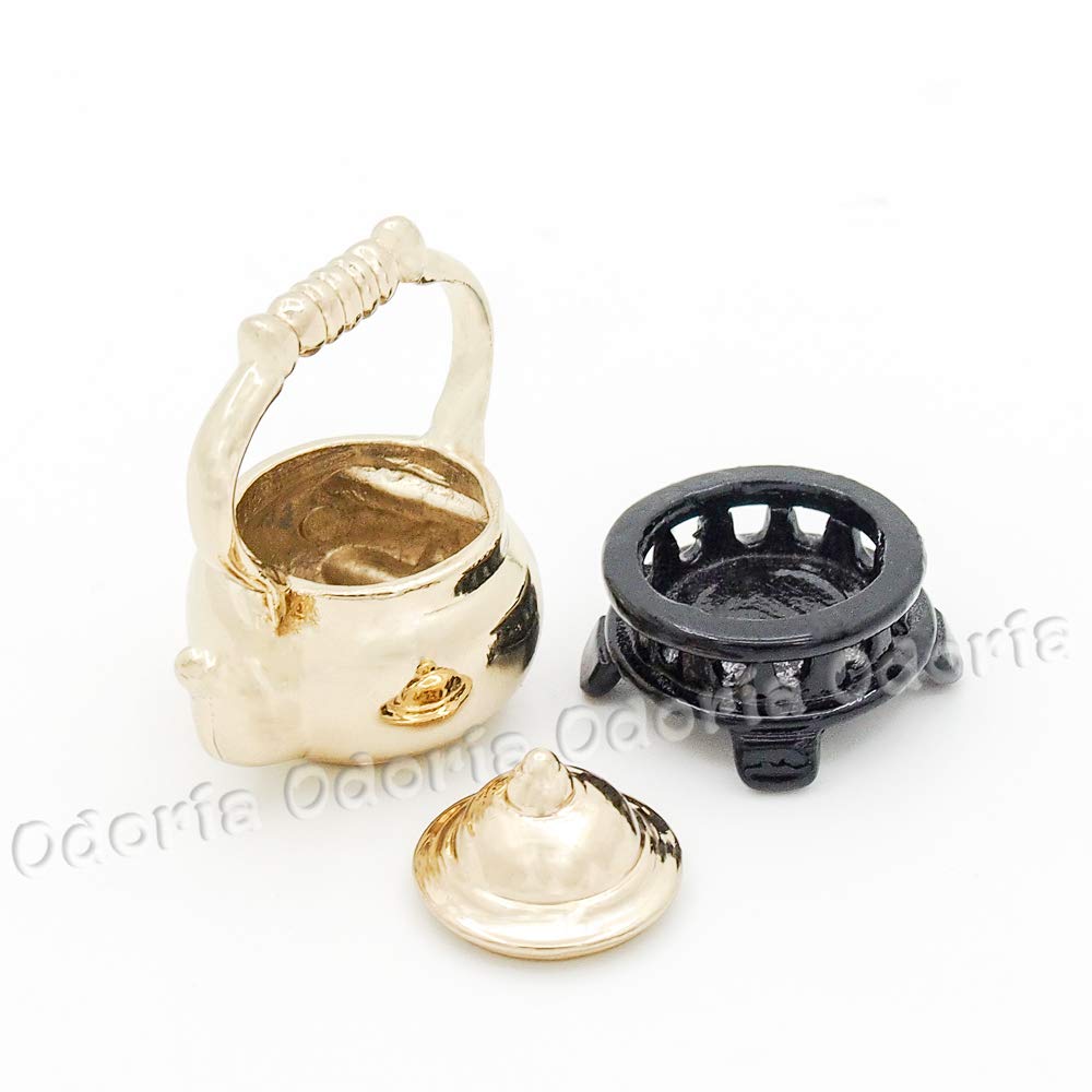 Odoria 1/12 Miniature Tea Kettle Dollhouse Decoration Accessories, Gold