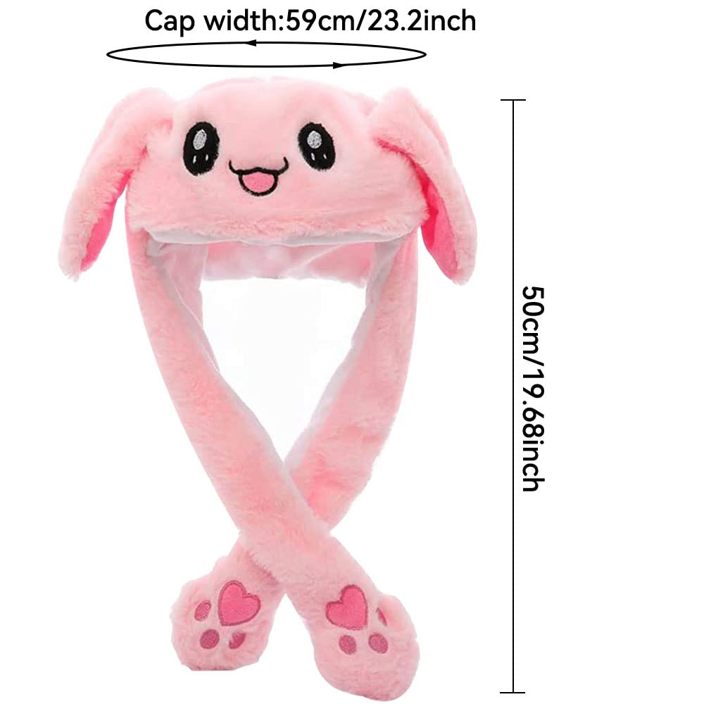 umbresen Bunny Hat Ear Moving Jumping Rabbit Hat Funny Cute Plush Animal Cap with Paws for Kids Women Girl Party Christmas Holiday Birthday Dress up
