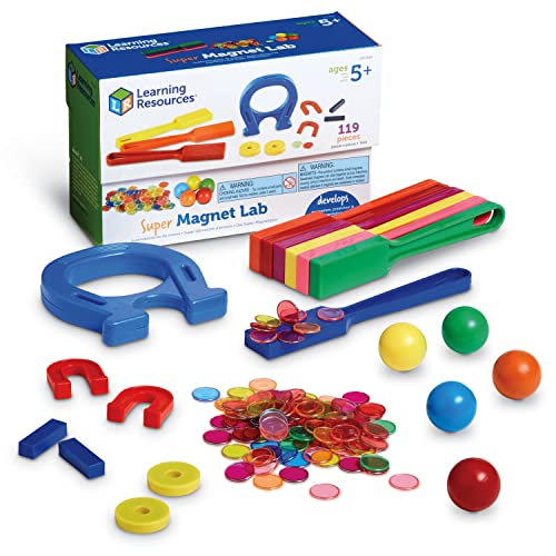 Learning Resources Super Magnet Lab Kit - 119 Pieces, Ages 5+, STEM ,Toys for Kindergartner, Science Learning Activities for Kids,Back to School