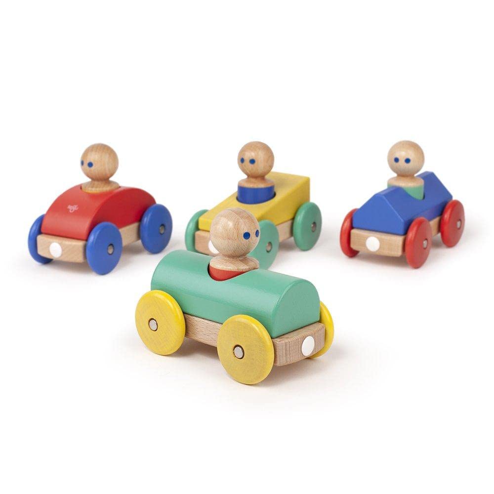 3 Piece Tegu Magnetic Racer Building Block Set, Teal Big Top