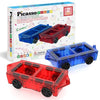 PicassoTiles 2 Piece Car Mini Truck Construction Kit Toy Set Vehicle for Magnetic Blocks Building Tile Sensory Magnet Toys Bricks STEM & Learning