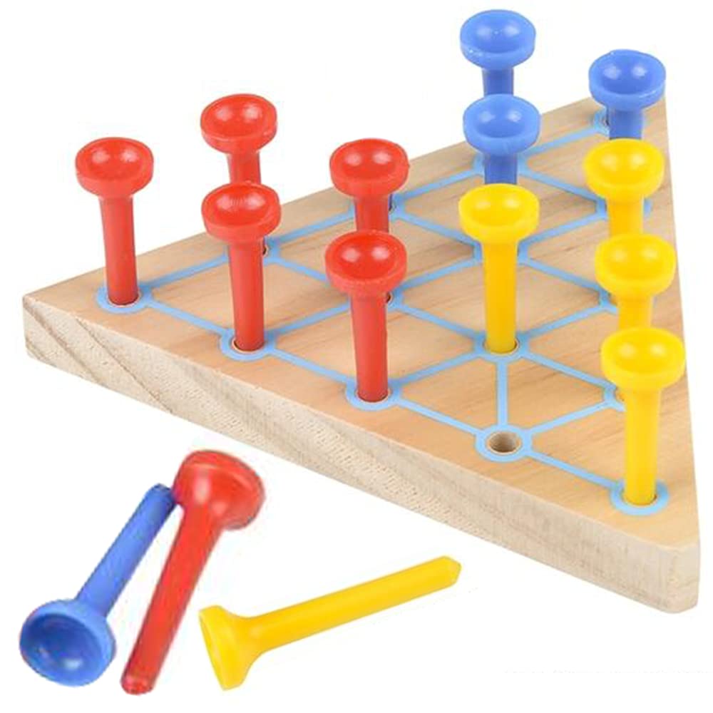 Triangle Peg Game Set of 2, Fun Board Games for Kids and Adults, Made with Wood and Plastic, Kid’s Learning Toys for Boys and Girls