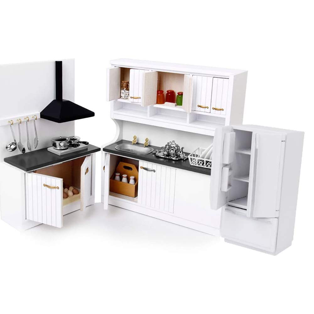 FIIMO 1/12 Dollhouse Miniature Fridge,Dollhouse Furniture Wooden White Fridge Refrigerator Dollhouse Decoration Accessories