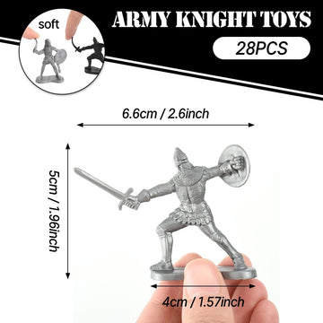 HUIANER Army Knight Figures 28PCS Medieval Knight Military Figures Medieval Soldiers Warrior Horse Model Soldier