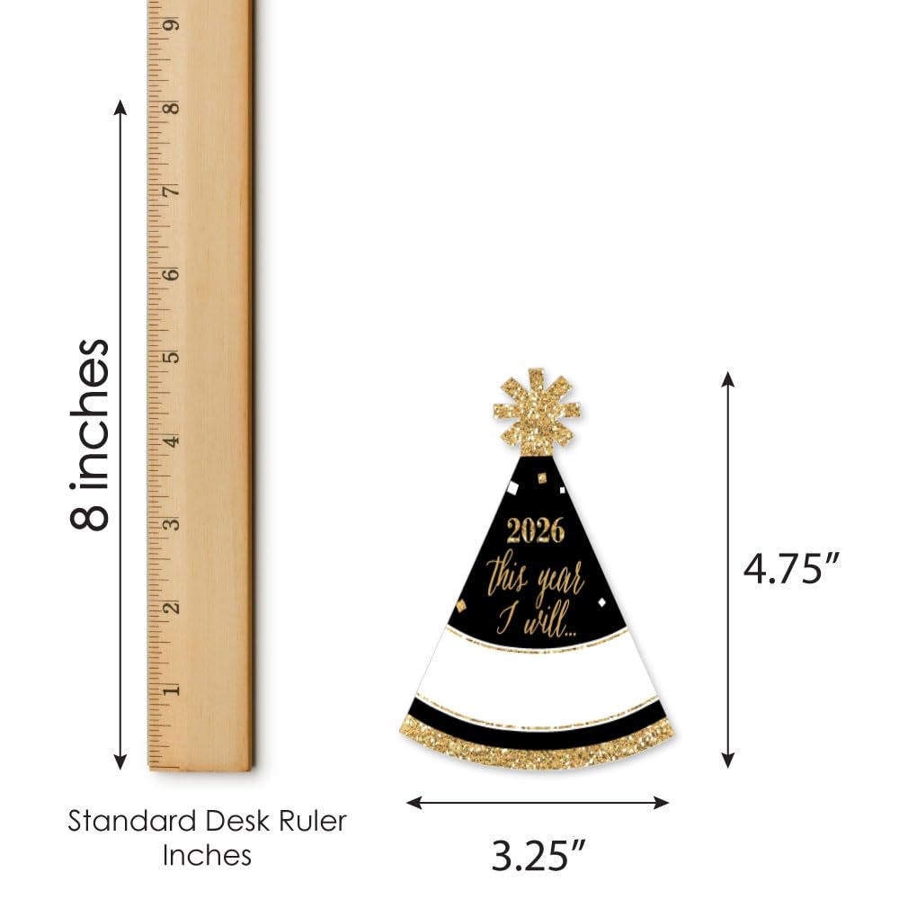Big Dot of Happiness New Year's Eve - Gold - Mini Cone 2026 New Years Eve Party Hats - Small Little Party Hats - Set of 8