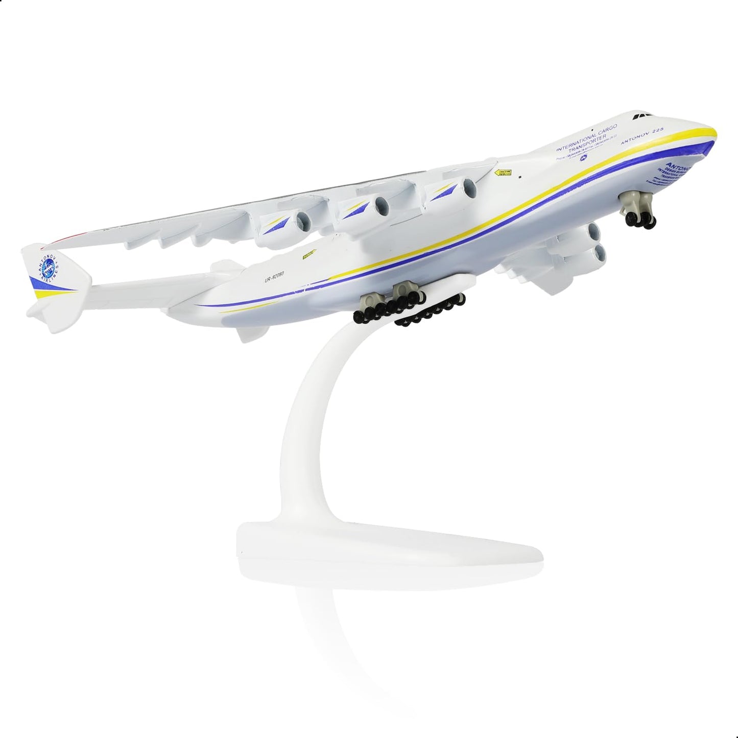 QIYUMOKE 1/400 Antonov AN-225 Mriya Diecast Airplane Model with Stand, Metal Transport Cargo Plane Model for Adult Aviation Enthusiasts Collection