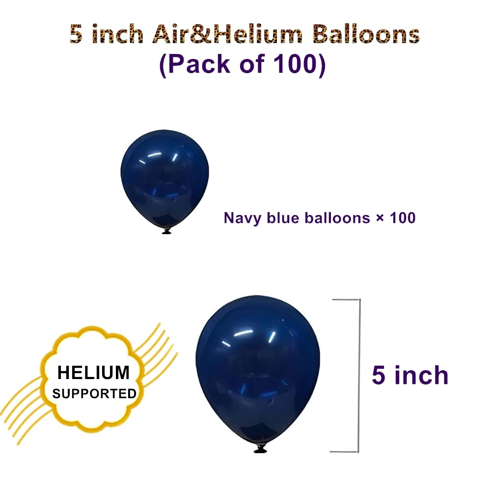 Navy Blue Balloons, 5 inch 100pcs Mini Dark Blue Latex Balloons for Birthday Wedding Baby Shower Decorations (Navy Blue)