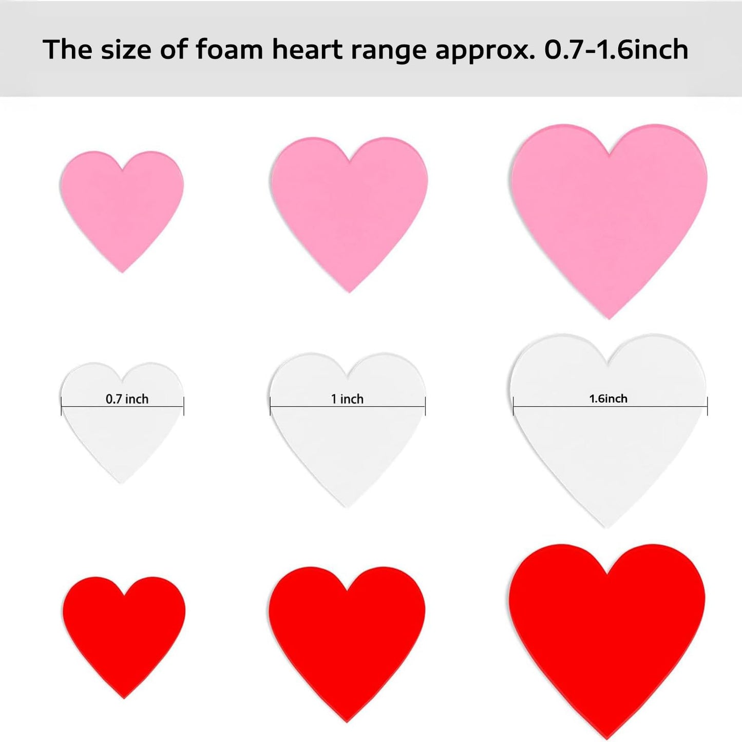 Coopay 600 Pieces Valentine's Day Foam Hearts Self Adhesive Foam Heart Stickers for Valentine Wedding Party Decoration, Crafts and Gift Wrapping