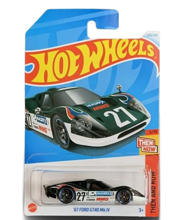 Hot Wheels 67 Ford GT40 Mk.IV, 1:64 Scale Diecast, Green, Then and Now 5/10