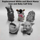 Mattel Replacement Part for Little People Animal Friends Caring Farm - DWC31 and CHJ51 ~ Replacement White Black Mama Cow and Baby Calf