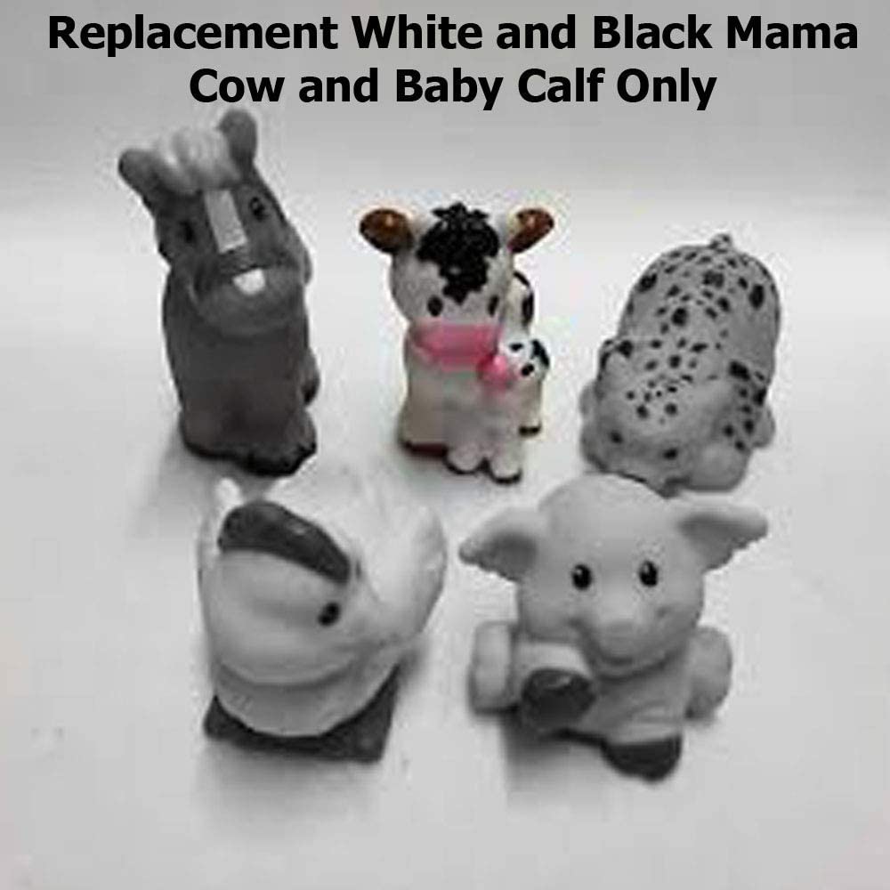 Mattel Replacement Part for Little People Animal Friends Caring Farm - DWC31 and CHJ51 ~ Replacement White Black Mama Cow and Baby Calf