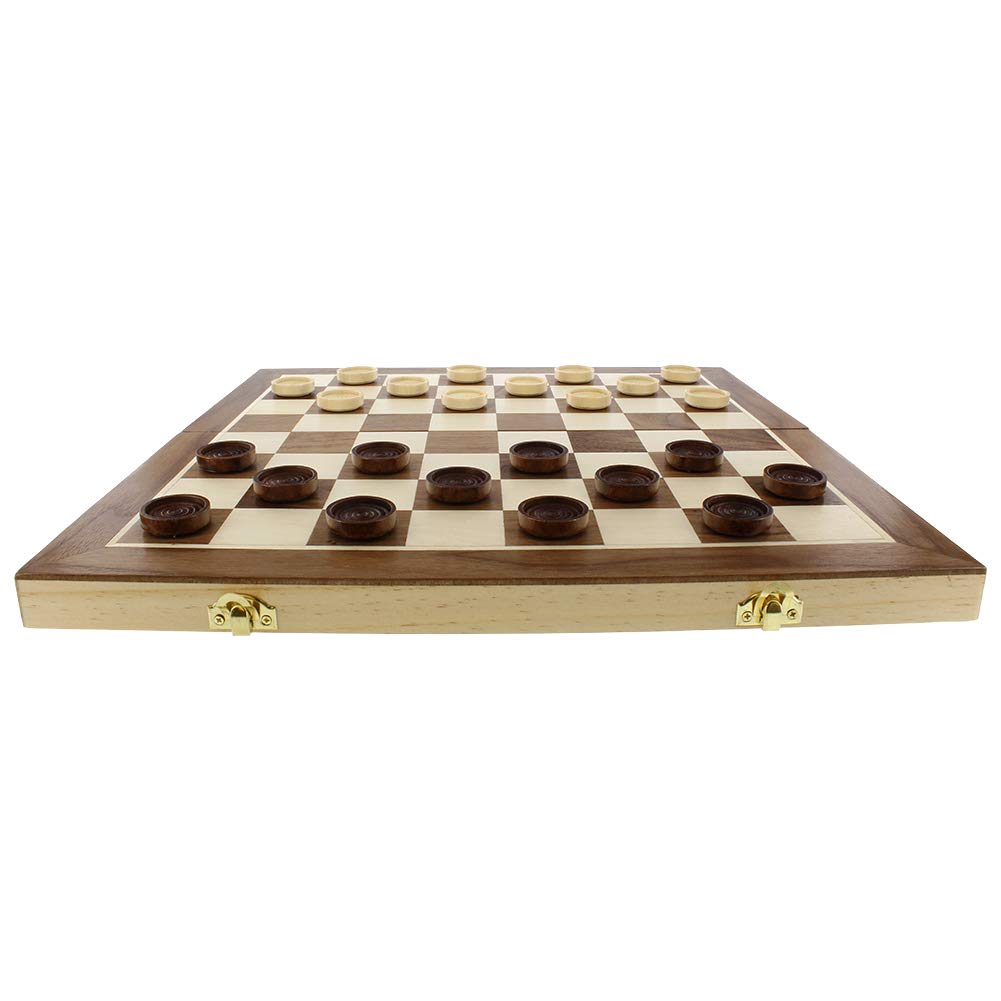 Fun+1 Toys! Classic Wood Checkers Stackable Pieces - Set of 26 Total Checkers Pieces in a Velvet Drawstring Storage Pouch. Each Piece 1.125-Inch Wide