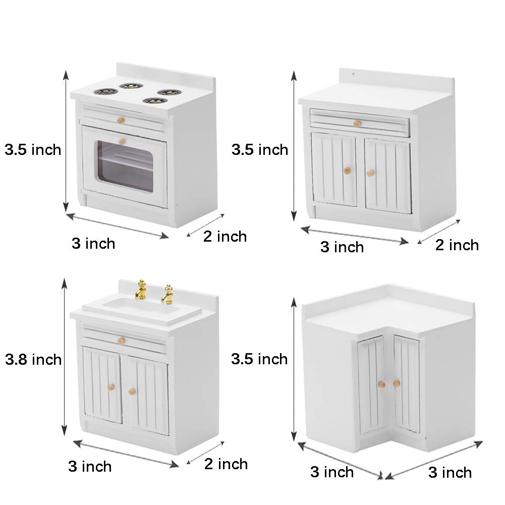 1:12 Scale Mini Wooden Furniture Miniature Kitchen Furniture Set Mini House Accessories Furniture Model for Birthday Gifts