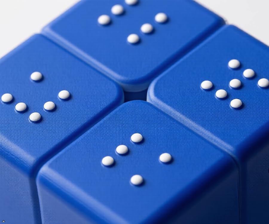 Speed Cube 2x2 3D Relief Effect Braille Magic Cube Puzzle,IQ Games Puzzle Special for Blind,Vision Weakness, 5cm