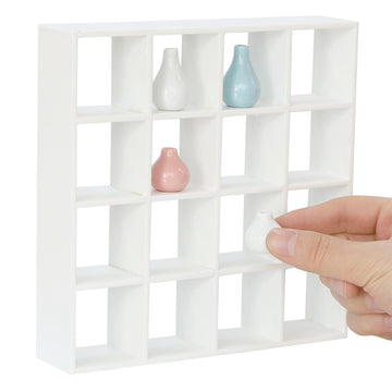 iLAND Doll House Accessories and Furniture 5pcs Trinket Display Shelf with Miniature Vase Dollhouse Furniture and 1/12 Scale Accessories Mini