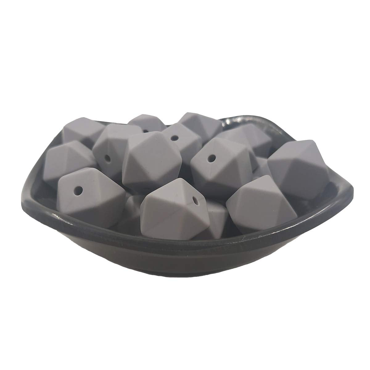 Alenybeby 30pcs 17mm Silicone Hexagonal Pearl Beads Ball Loose Silicone Geometric Hexagon Bulk Bead for Keychain DIY Mom Necklace Bracelet Craft