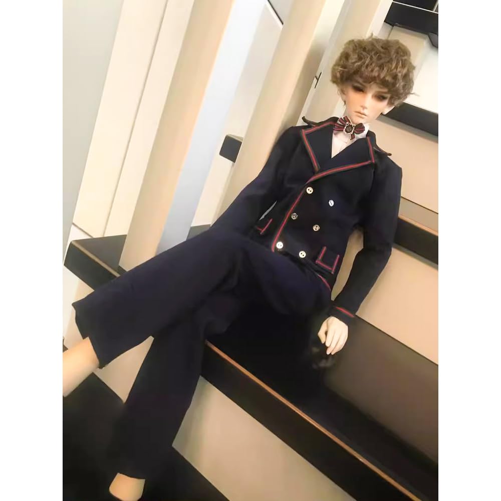 niannyyhouse BJD Doll Clothes for 1/3 1/4 Ball Jointed Dolls, Dark Blue School Uniform, Coat Shirt Pants Socks, Boy Dress Up Accessories Gift