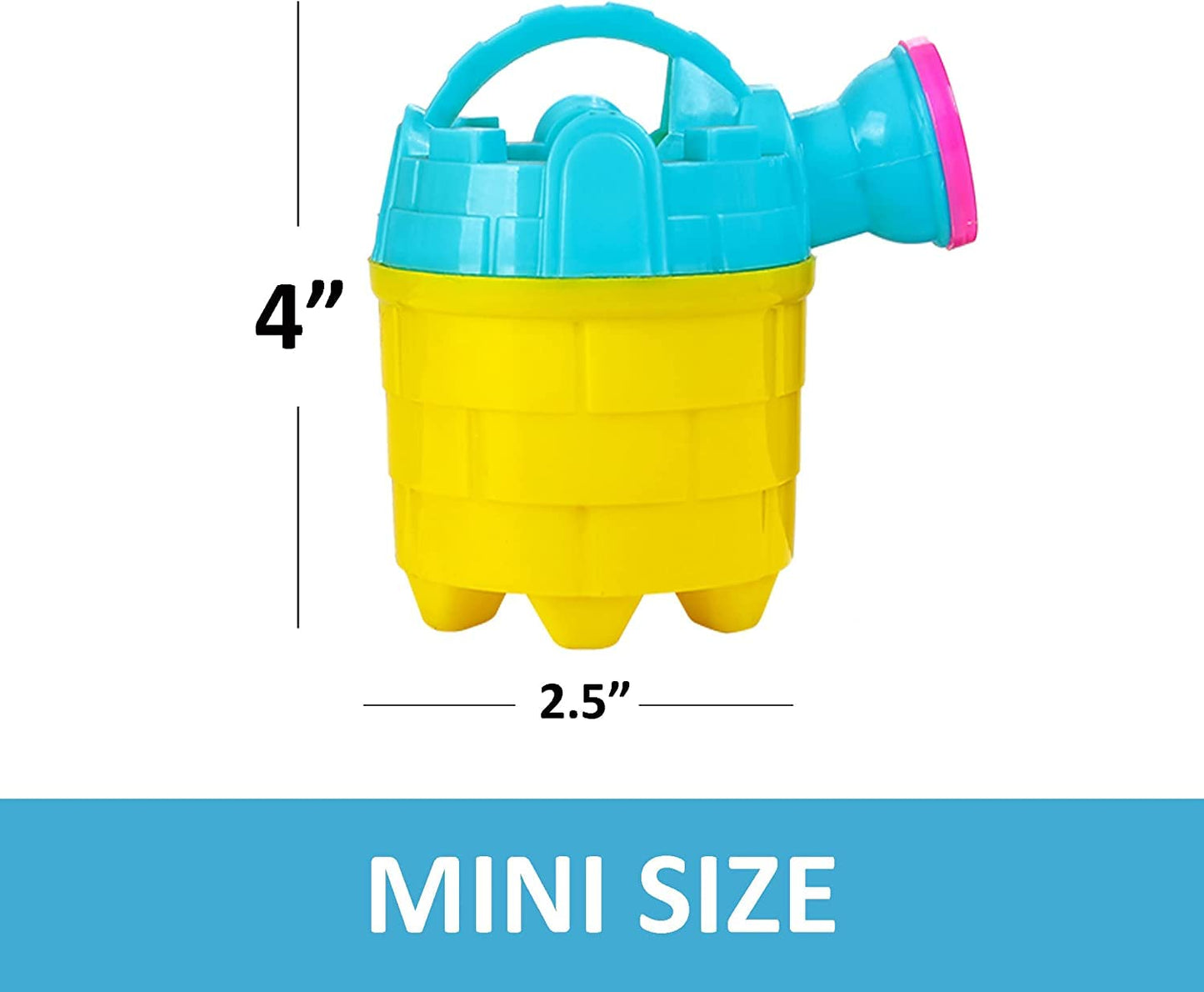 4E's Novelty Kids Watering Cans Bulk (Mini) 6 Pack, 4.5 Inch Plastic - Gardening Planting Tools for Kids & Toddlers, Beach Party Favors Gifts, Bulk