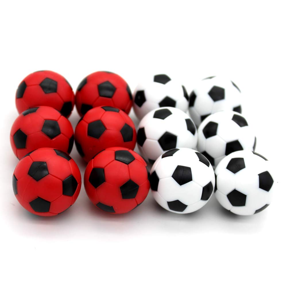BQSPT Foosball Balls foose Balls Replacement 12 Packs,Table Soccer Balls Red and Black Ball 36mm White Soccer Foosalls,Regulation Size Foosball-Set