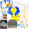 69 Pack Kids Paint Set, Shuttle Art Art Set for Kids with 30 Colors Acrylic Paint, Wood Easel, Canvas, Painting Pad, Brushes, Palette and Smock