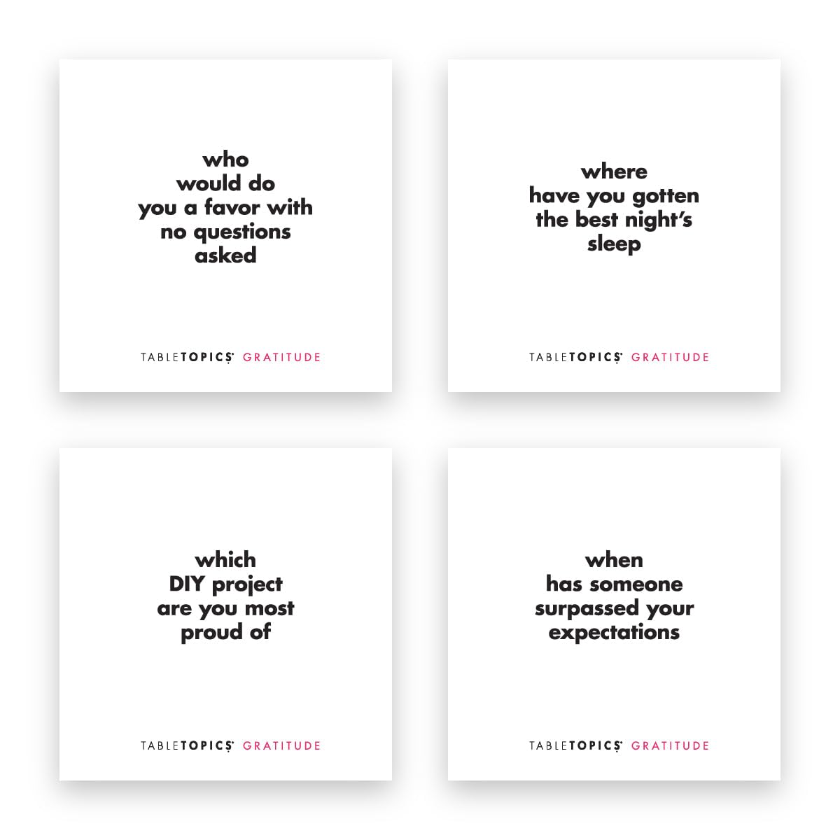 TableTopics Gratitude Conversation Cards for Family & Friends, 135 Heartfelt Questions for Connection at Dinnertime, Game Night, Parties
