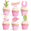 xo, Fetti Cowgirl Cupcake Toppers and Wrappers - 24 Pc Set | Pink Western, First Rodeo Birthday, Bandana Party, Western Cowboy Cake Decor